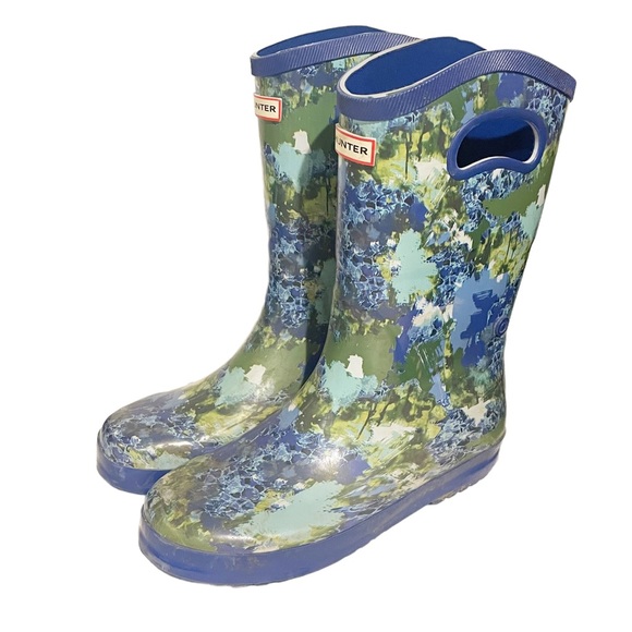 Hunter for Target Kids' Size 5 Unisex Abstract Print Tall‎ Rain Boots Blue - Picture 2 of 6